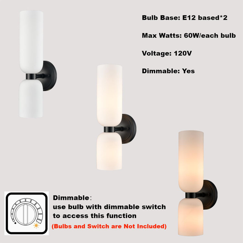 Black Wall Sconces Set Of Two 2-Light Modern Wall Light Bathroom Vanity Light