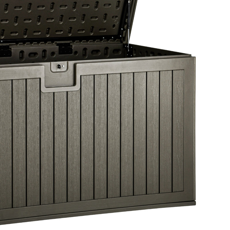 Edrosie Inc 63'' W 230 Gallons Water Resistant Resin Lockable Deck Box, Light Brown