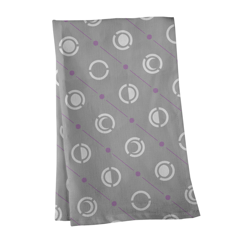 Torchon Moon phases, Gris / mauve clair, Croisé en coton