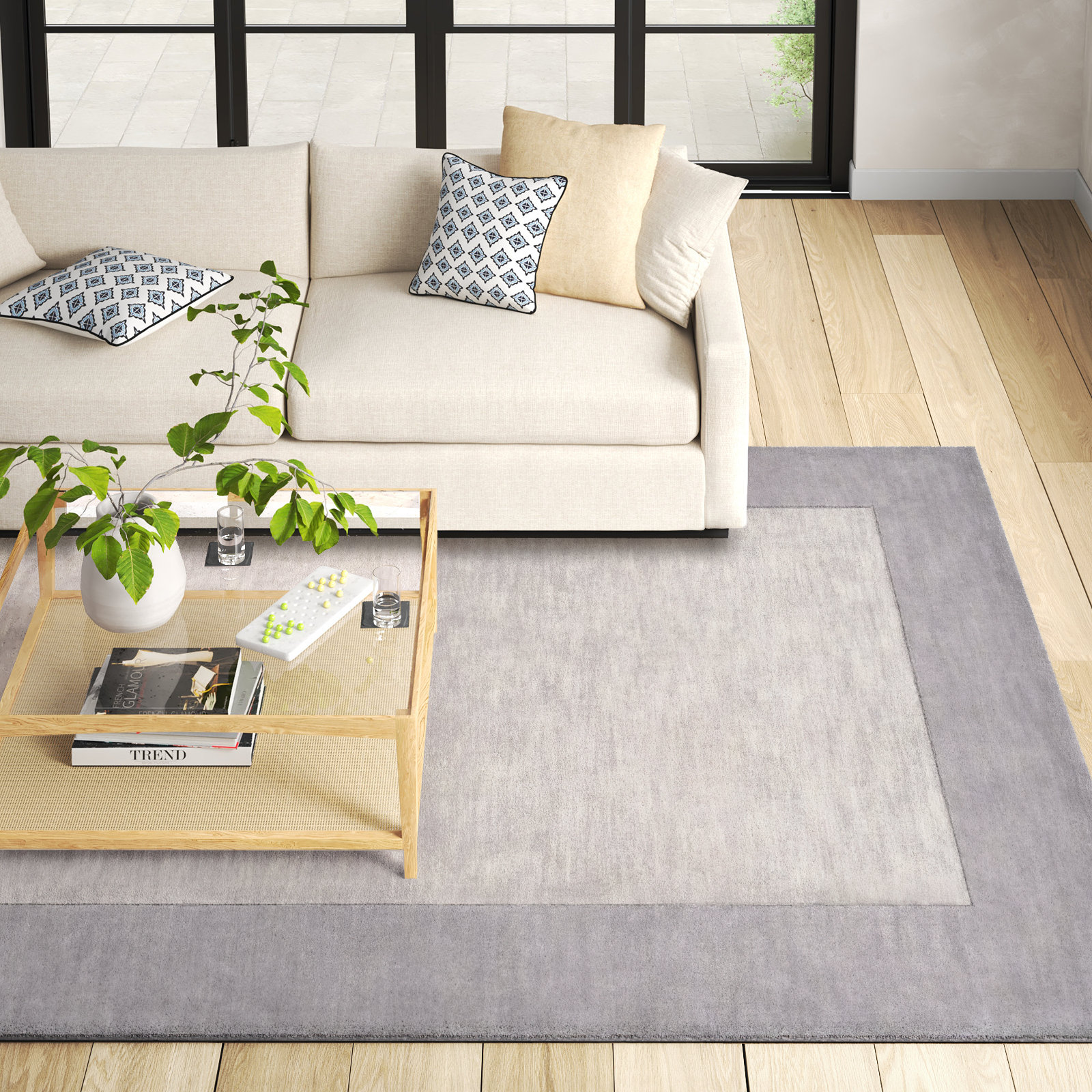 Dolma Charcoal Gray Hand-Woven Wool Rug, Rectangle 6' x 9'