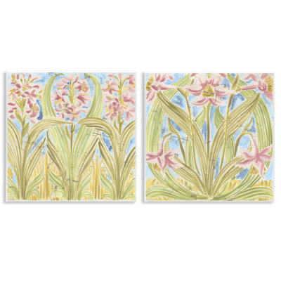 Floral Palau Tiles 2pc Wall Plaque Set, design by June Erica Vess