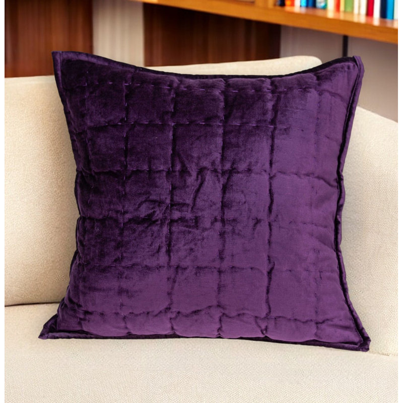  20" X 7" X 20" Transitional Sea Foam Solid Quilted Pillow Cover With Poly Insert, Purple, Poly