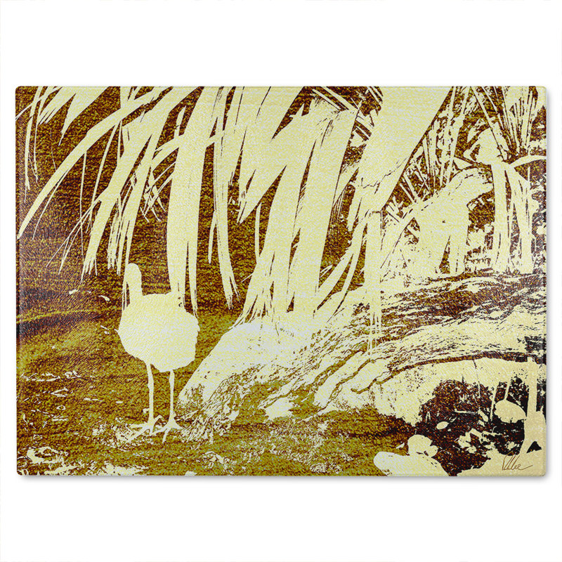 Pretty Bird Glass Chopping Board, 40cm L x 28cm W