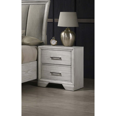 1pc Contemporary Style Two Storage Drawers Nightstand