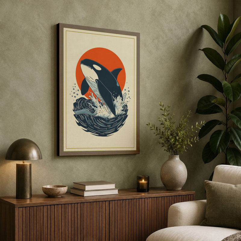Breaching Orca Coastal - Wrapped Canvas, 24x16 - 61.0 x 40.6 cm, White Border