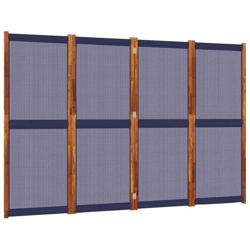 Metts 457.2cm H Solid Wood Folding Room Divider, Dark Blue, 4, 180cm H x 280cm W
