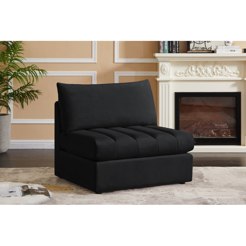 Jacob Velvet Slipper Chair, Black Velvet