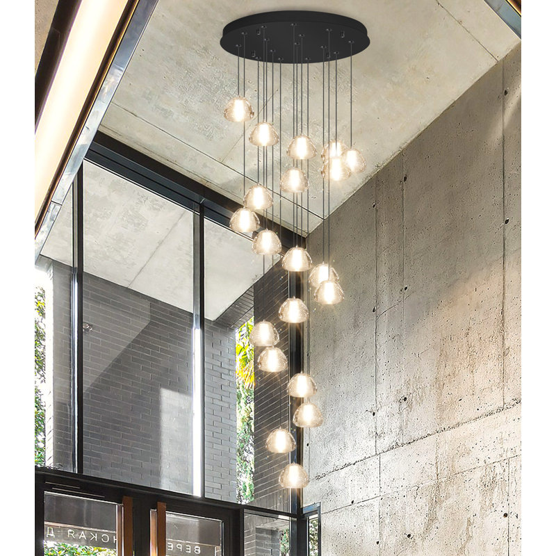 Lustre en cristal 20 lumières, Noir mat