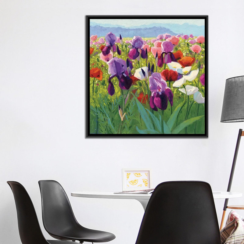 « early juin », reproduction d’art sur toile tendue, H 18 po x l 18 po x P 1,5 po, Toile encadrée noire, Pas de tapis