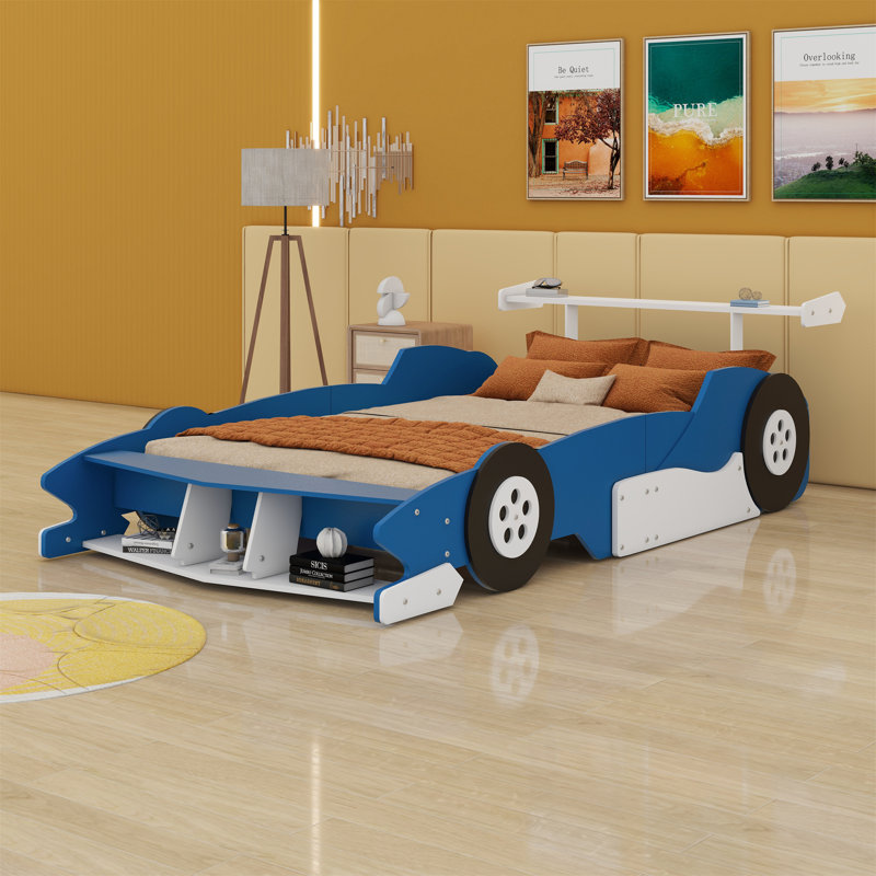 Lit plateforme avec roulettes Race, Bleu