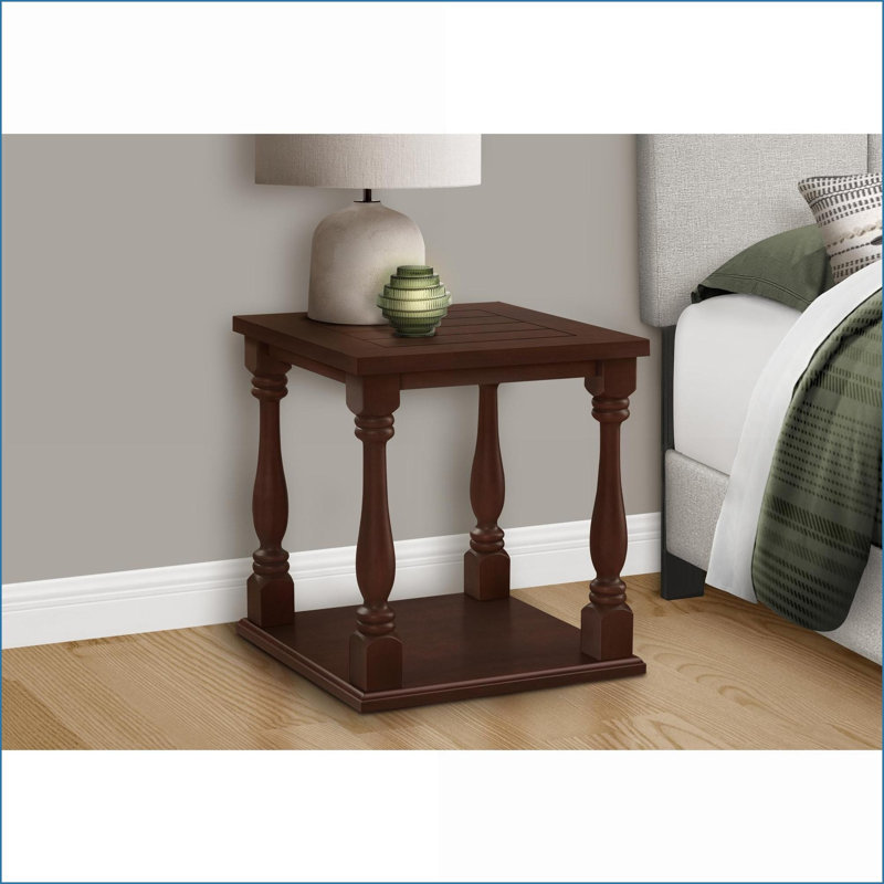 Table basse traditionnelle à 2 niveaux en placage brun pour le salon / la chambre à coucher, peu encombrante avec rangement supplémentaire