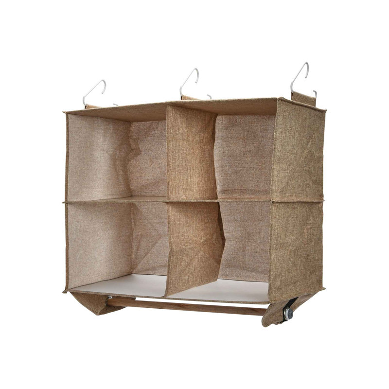 Large organisateur suspendu avec 4 poches et une barre de suspension, Beige