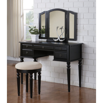 Ensemble de meuble-lavabo de chambre à coucher contemporain avec tiroir et tabouret pliable