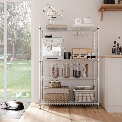 1400 Lbs, 4 - Shelf, Adjustable, , Metal Shelving Rack, Balcony, Garage, 350lb Per Shelf Capacity Home Office,