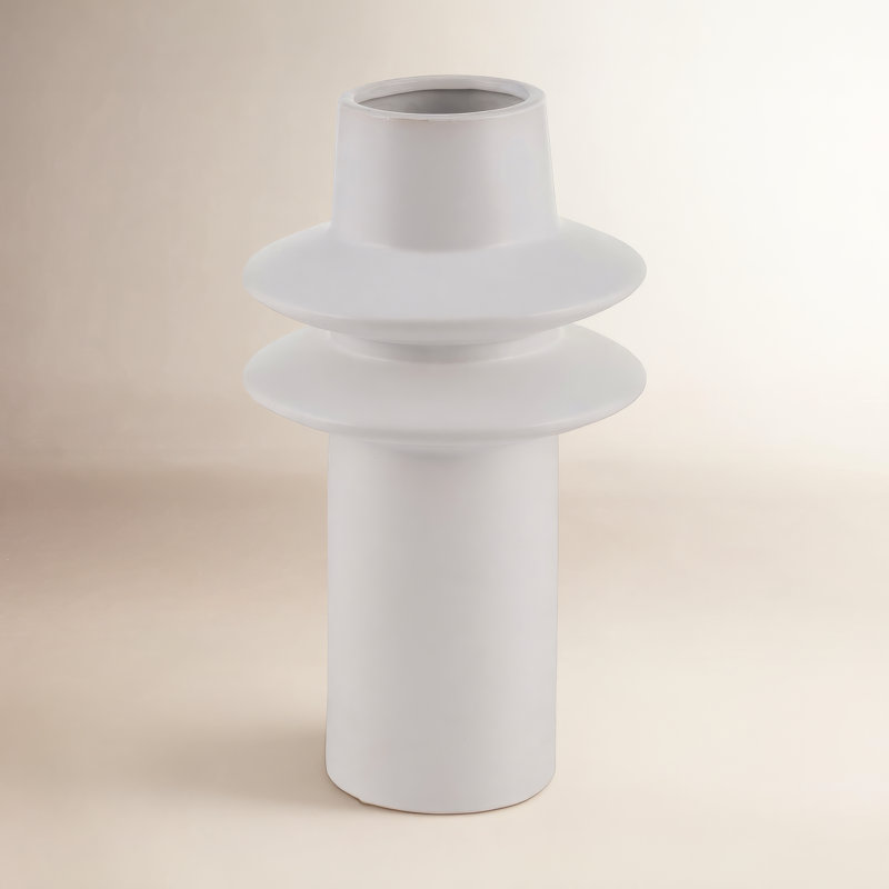 Minimalistic Sculptural Modern Vase, White