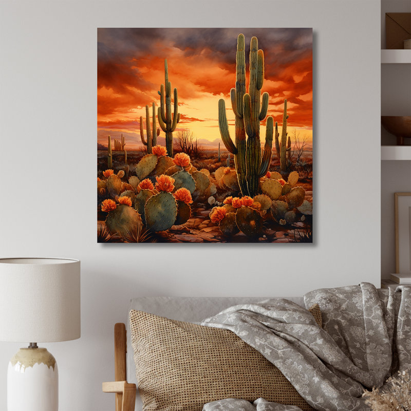 Impression sur toile cactus cuivré au Nevada, H 30 po x l 30 po x P 1 po, Toile tendue