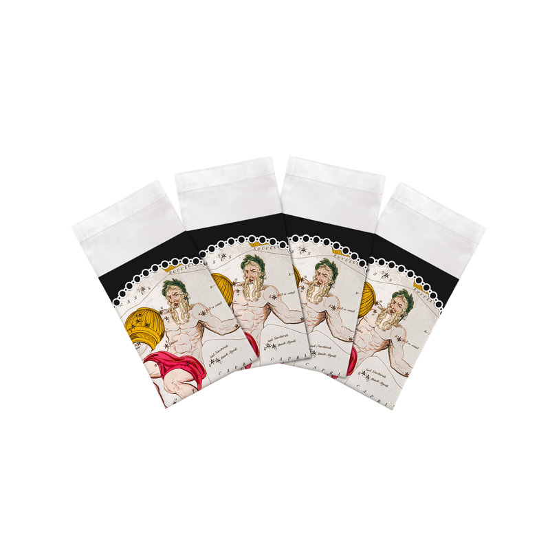 Zodiac Aquarius Cotton Sateen Dinner Napkins, Black