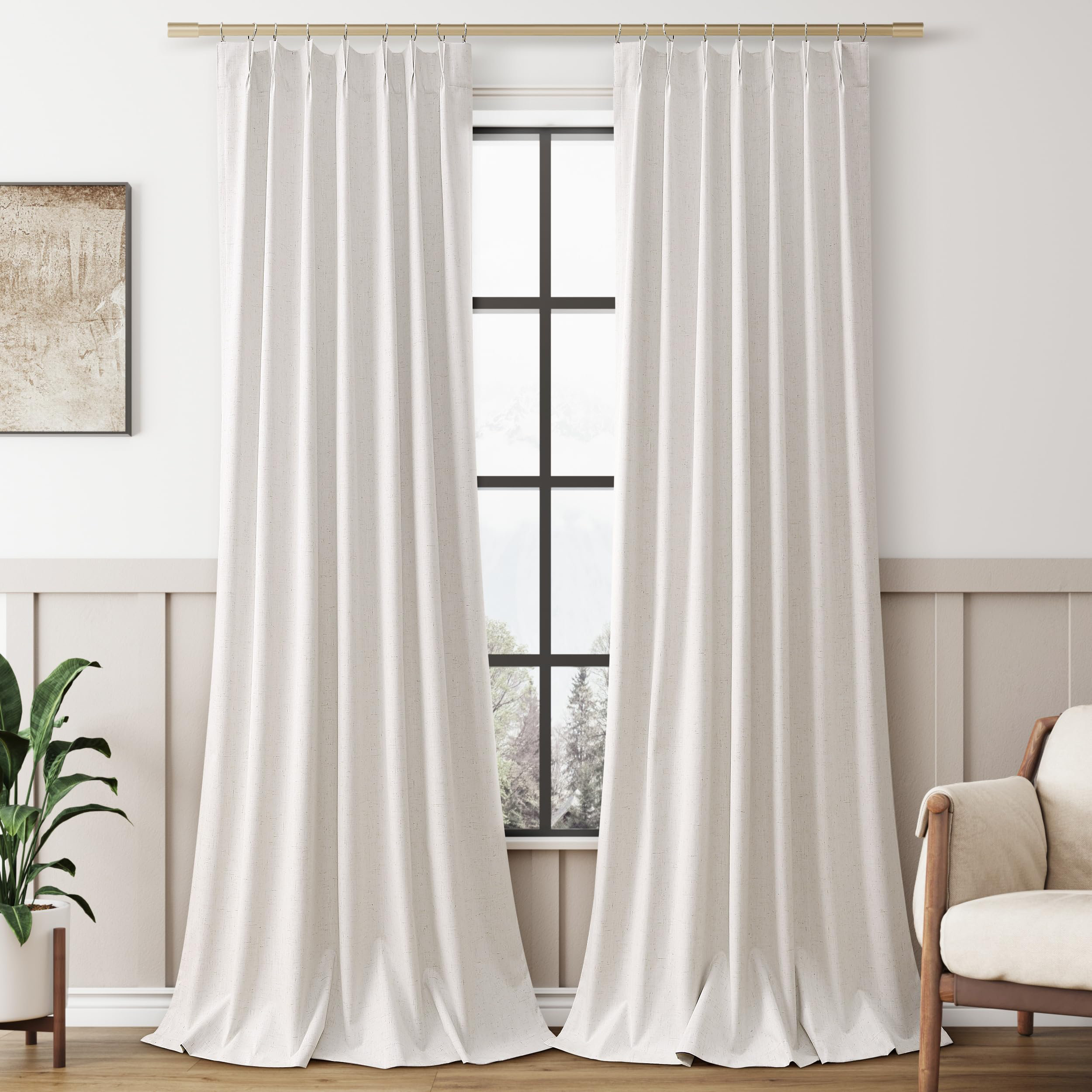 Hokku Designs Linen Blackout Curtains 108 Inches Long Pinch Pleated ...