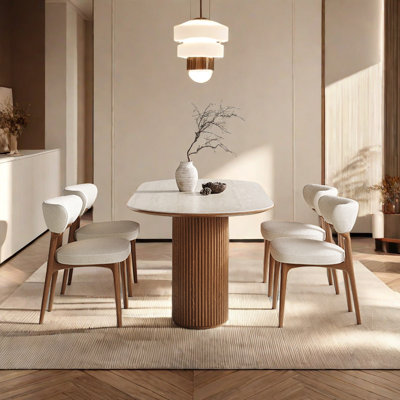 Cave stone rock plate  oval dining table and chair