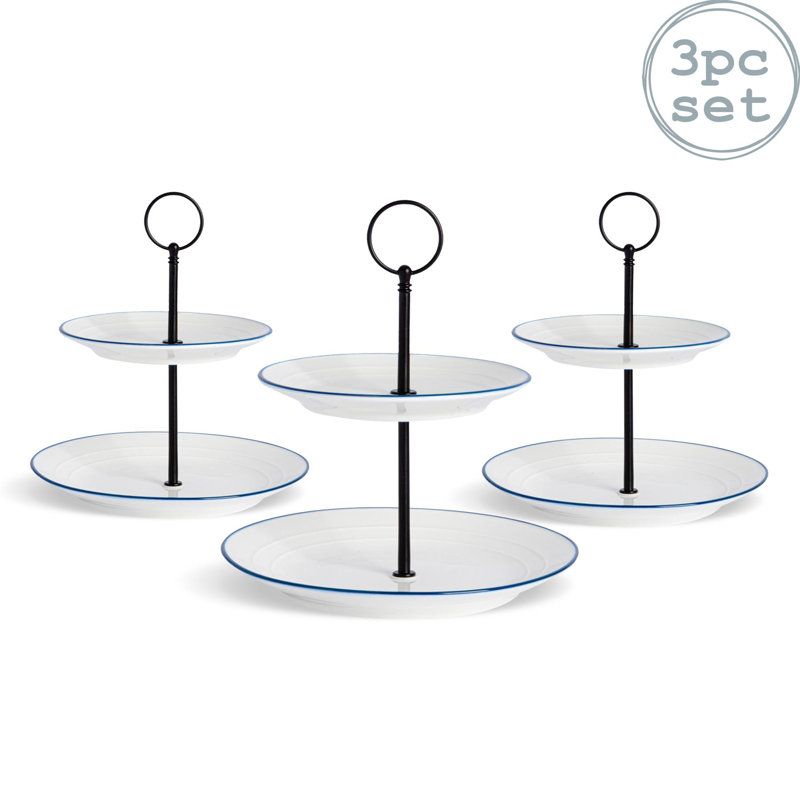 Nicola Spring - White Farmhouse Cake Stands - 21cm - Set of 3