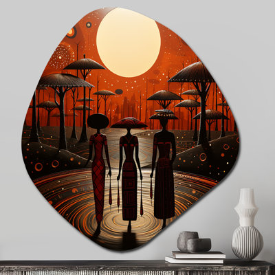 Thomias - African Tribal Irregular Shape Metal Wall Art, Global Asymmetrical Metal Art Print