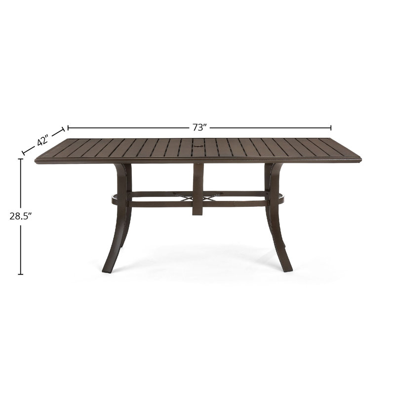 Aluminum Dining Table, 28.5" H x 73" W x 42" D, Java