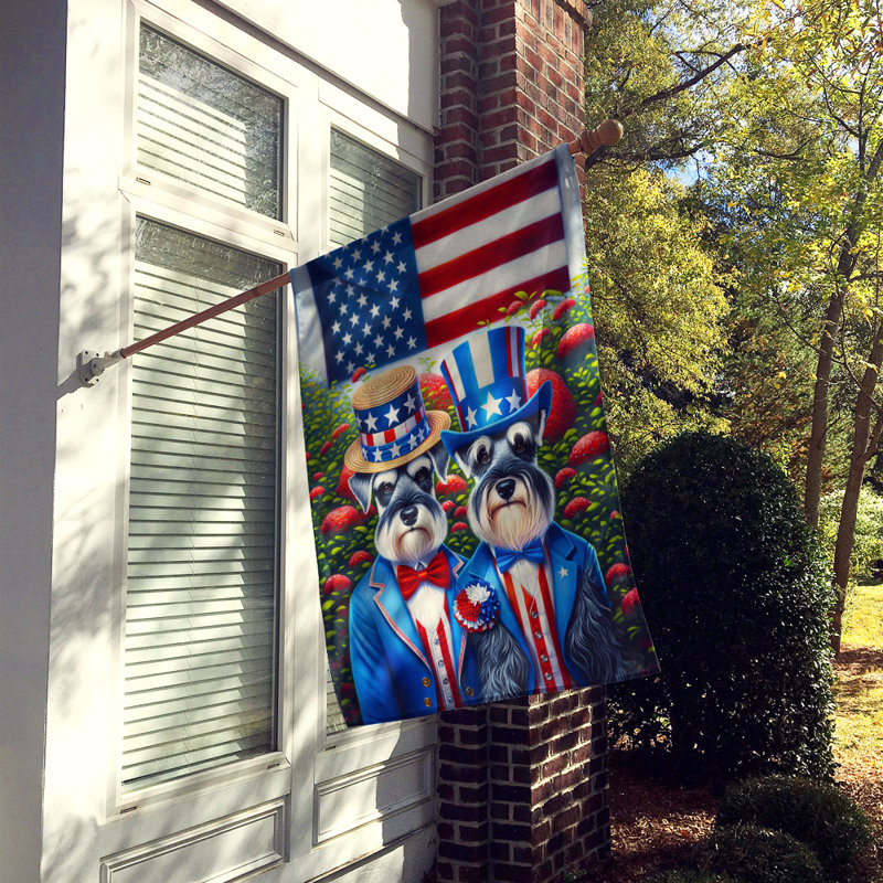 Drapeau «All American House», Schnauzer à rayures bleues et rouges