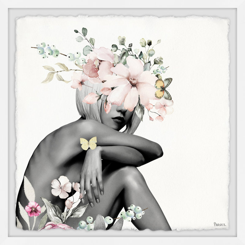 « ludique fleuri », reproduction encadrée, H 18 po x l 18 po x P 1,5 po
