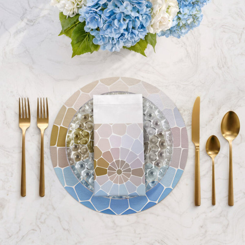 Serviettes de table en satin de coton Mosaico, Mykonos