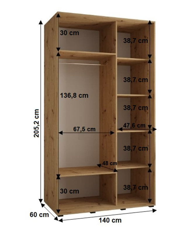 Auniya 2 Door Manufactured Wood Wardrobe, Oak Artisan