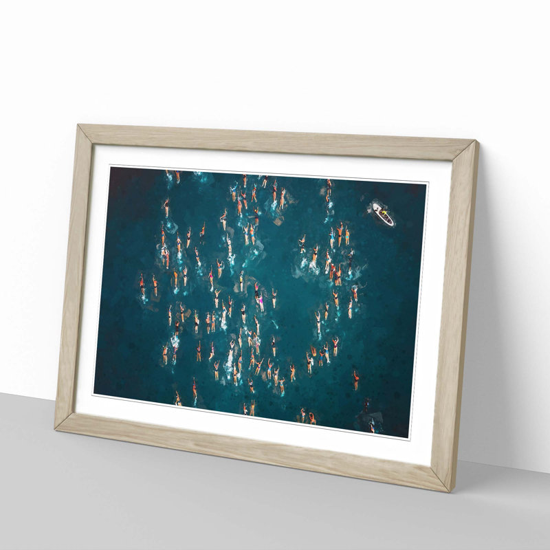 Swimmers in Brazil - Picture Frame Graphic Art Print, 48cm H x 65cm W x 2cm D, Oak Framed