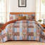 Ensemble de courtepointe à carreaux en patchwork 3 pièces, couvre-lit floral en microfibre légère et légère pour toutes les saisons-123007532-123007516
