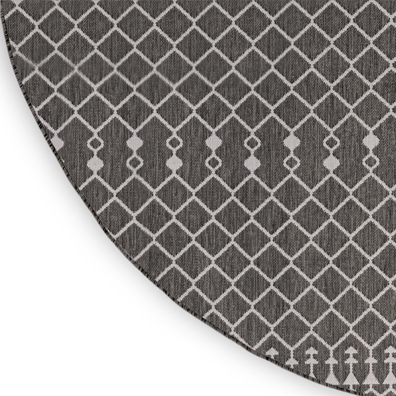  Positano 8' x Round Black Modern Rug, Round 8', Black
