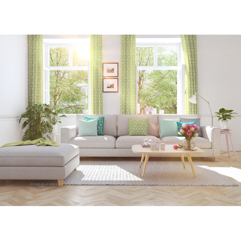 Dellview Retro Floret Eyelet Opaque Curtains, Khaki/Honey dew, 145 W x 225 D cm