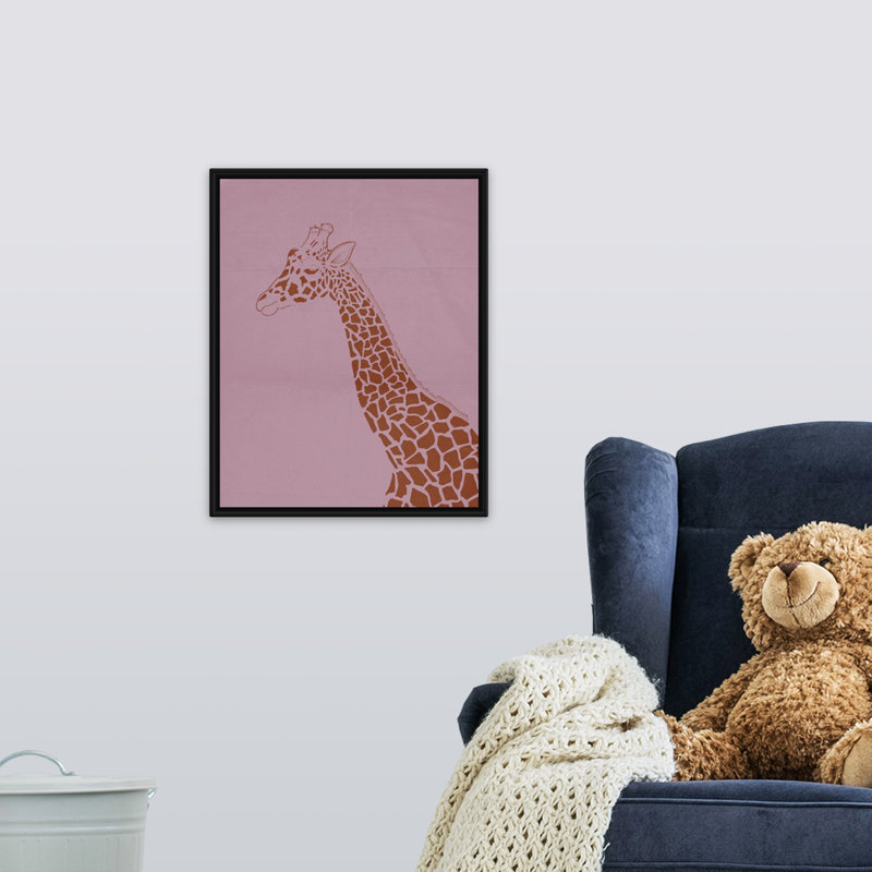 « giraffe i kids », art encadré, H 20 po x l 16 po x P 1,2 o, Cadre pour toile flottant noir