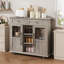 Chariot mobile pour îlot de cuisine avec rallonge rabattable. Armoire de rangement roulante avec tiroirs. Support à épices et porte-serviettes.  Chariot de cuisine en bois sur roulettes pour petite cuisine. Salle à manger. Gris-1189896348