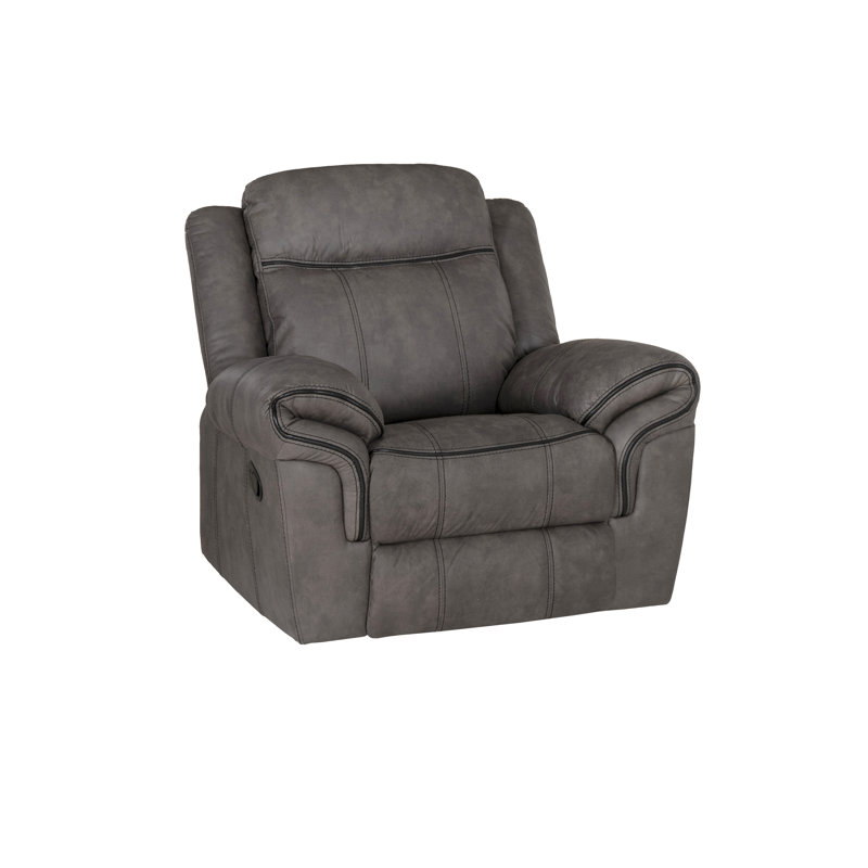  Precita Grey 42” Wide Classic and Breathable Faux Leather Manual Reclining Chair 