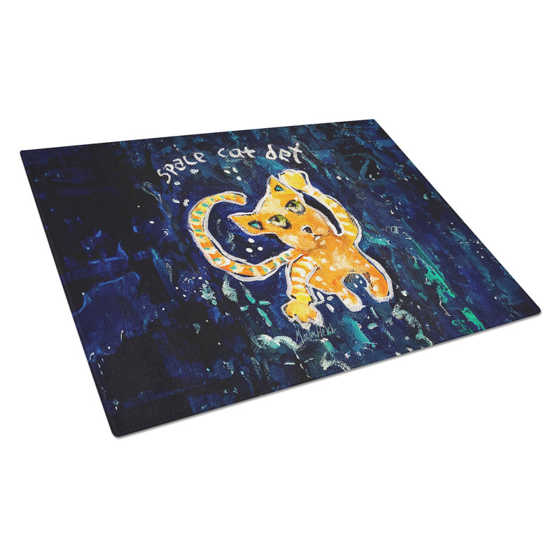 Space Cat Det Cat Glass Cutting Board