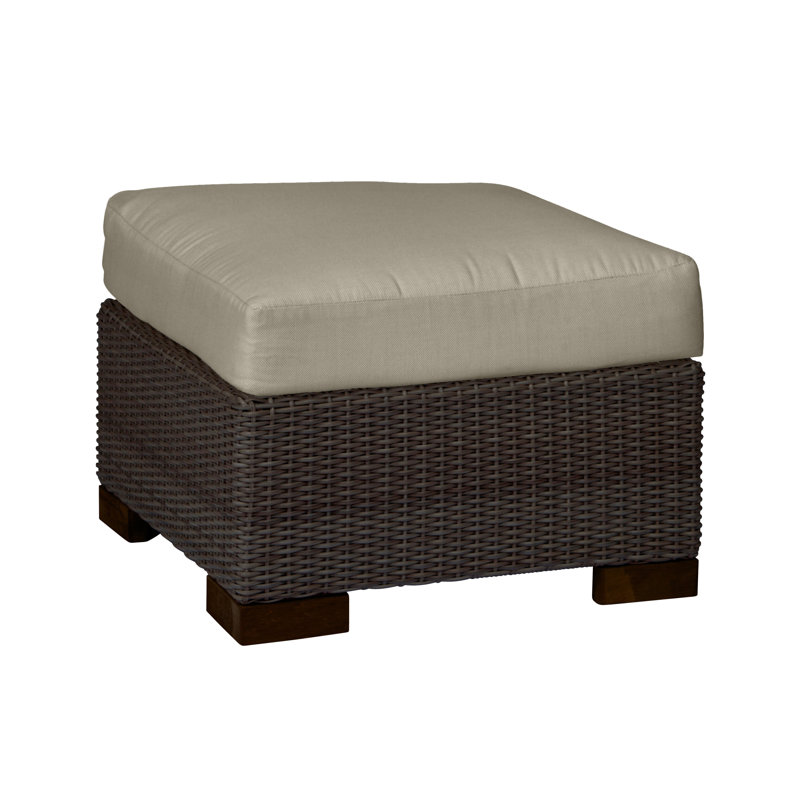 Club Outdoor Ottoman with Cushion, Oyster, Rollo Silver, No Welt