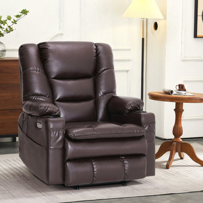 Fauteuil inclinable électrique à deux moteurs avec massage et chauffage Evslin, position infinie, similicuir