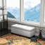 Banc de rangement 46 po à boutons crème pour chambre à coucher, salon, hall d'entrée crème, rembourré de mousse, entrée, support en acier