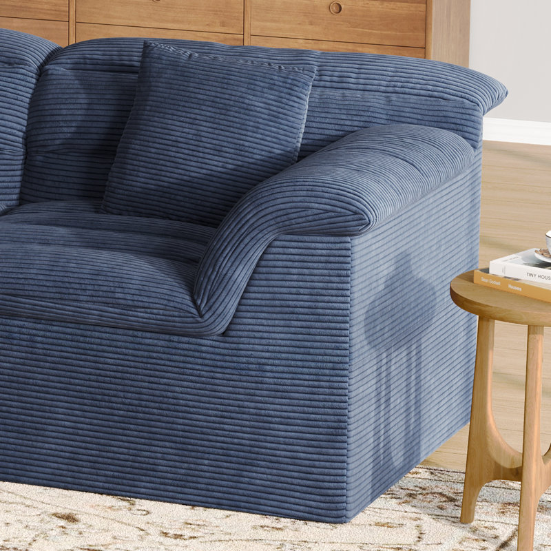 Boneless 112" Modular Cloud Sectional Couch with Ottoman, No Assembly Required Upholstery Sofa, 33" H x 112" W x 66.1" D