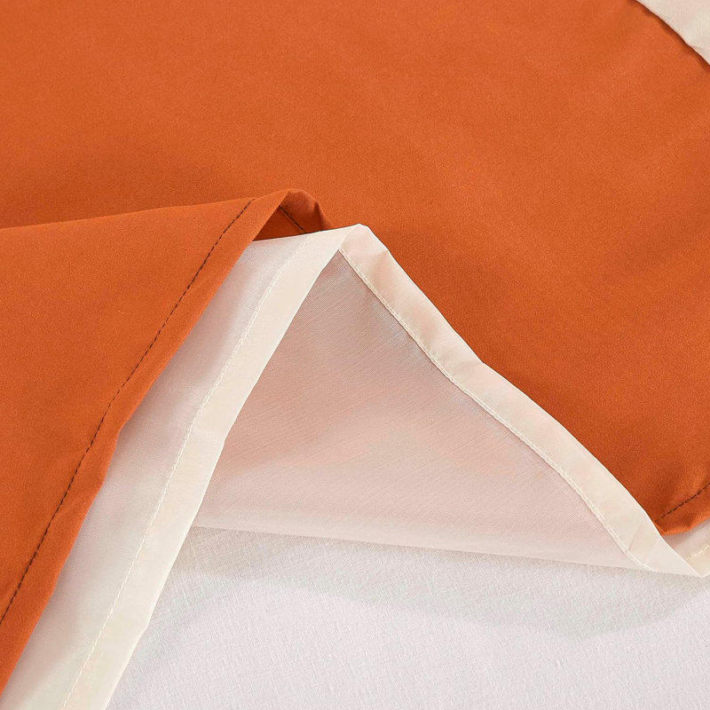 Autumn Floral Embroidery Taupe and Orange Polyester Window Curtain Set