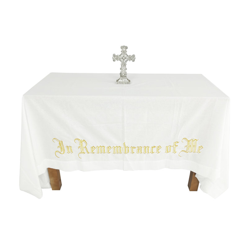 52" x 96" Large "In Remembrance of Me" Embroidery Altar Frontal Holy Communion Table Cloth Cover