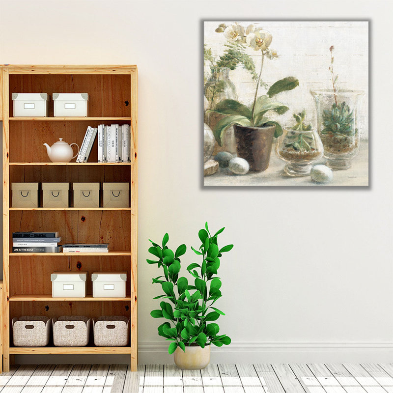 «Greenhouse Orchids on Shiplap III», reproduction d'art sur toile, H 40 po x l 40 po