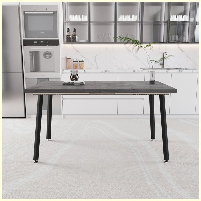 Table de salle à manger extensible de cuisine moderne avec pieds en métal noir