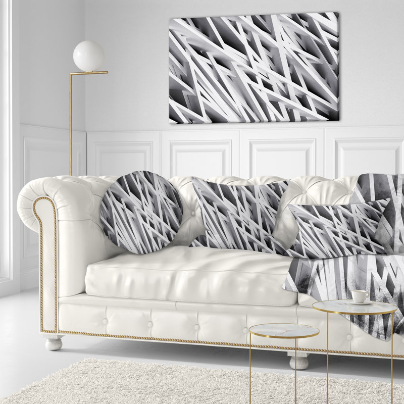 White Geometric - Abstract Printed Throw Pillow