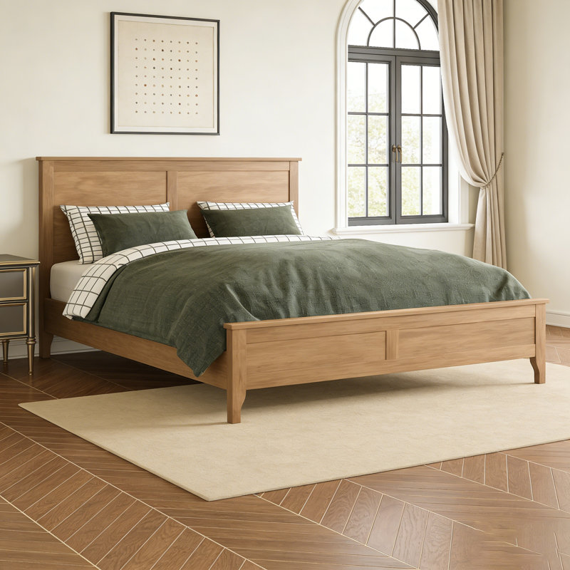 Lit plateforme moderne en bois massif avec lattes en bois robustes, sans sommier tapissier, Grand lit, Dérive en mer