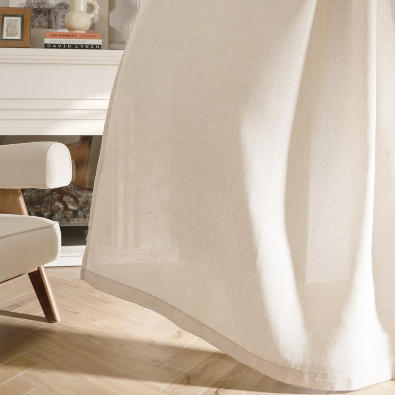 Rideau en lin Aarush, L 52 po x L 180 po, beige
