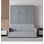 Lit escamotable double pleine grandeur avec coussin, gris